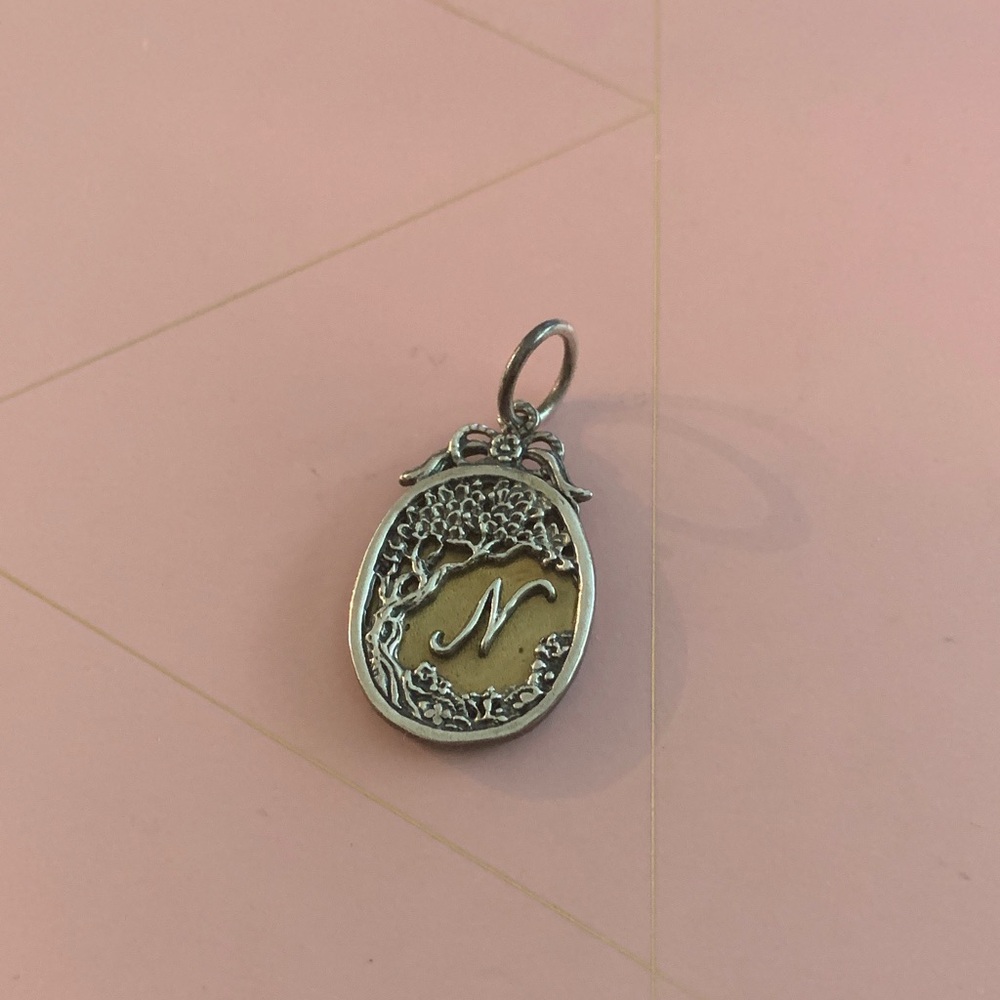 RETIRED - Waxing Poetic Silver and Gold Oval Pendant